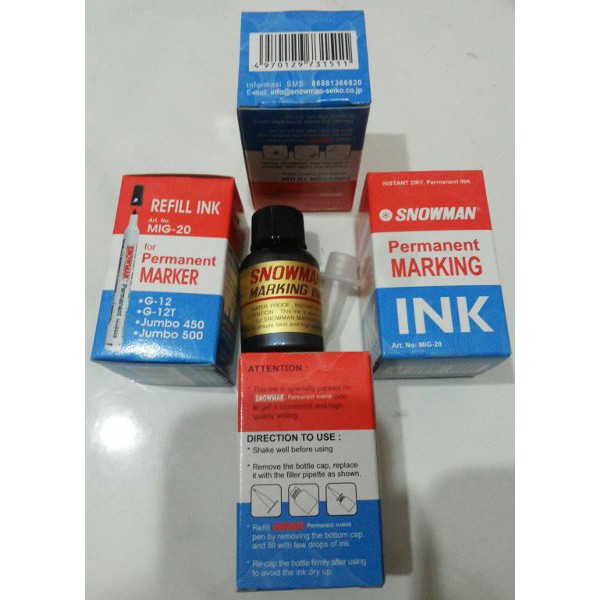 

Refill Ink Snowman Permanent Marking / Isi Ulang Tinta Permanen Marker MIG-20