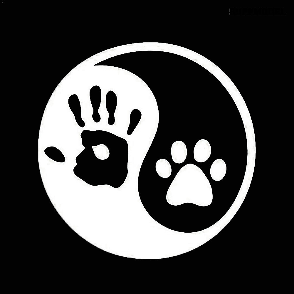 Sticker Decal Reflektor Dekorasi Jendela Mobil Gambar Telapak Kaki Anjing Yin Yang