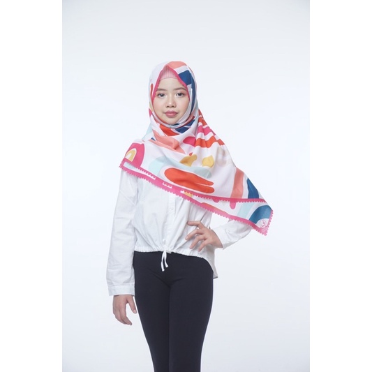 PASHMINA ANAK MOTIF CORETAN AESTHETIC / HIJAB ANAK / JILBAB ANAK / KERUDUNG ANAK