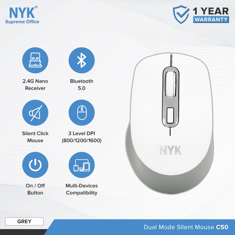 NYK Mouse Wireless Bluetooth C50 Silent Klik