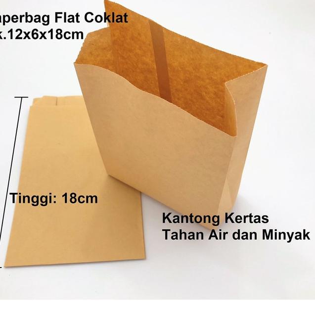 

♕ Paperbag Kantong Tahan Air dan Minyak Coklat (M) 12x6x18cm Foodgrade ❃