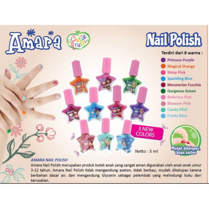 Amara Nail Polish Kutek Anak Cat Kuku (Kemasan Baru) Amara Kid Amara Kids Makeup Anak Amara Make Up 