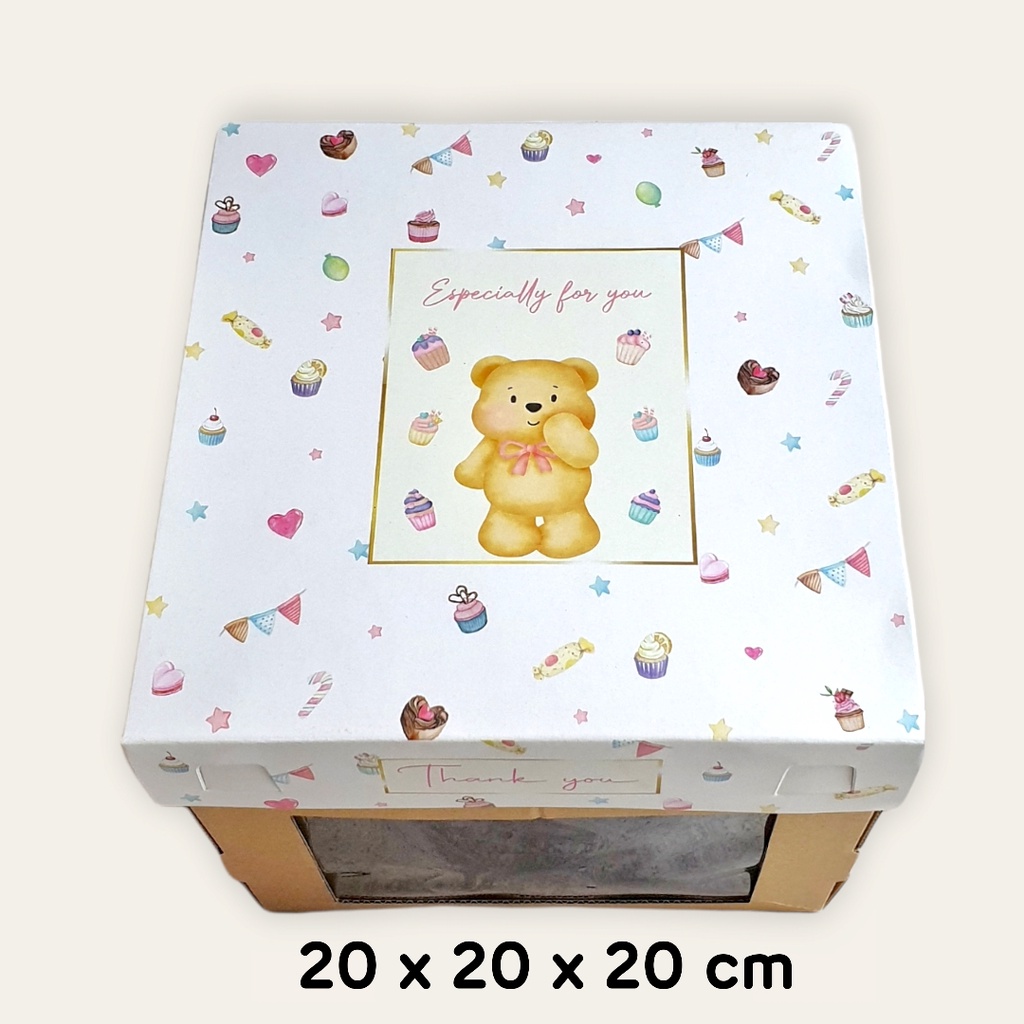 Dus Cake Window Box  Motif Bear / Beruang 20 x 20 x 20