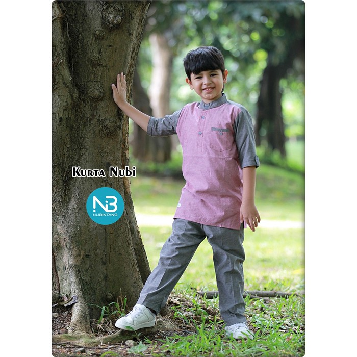 Setelan koko anak NB baju muslim anak laki laki baju koko anak Katun - M BIRU