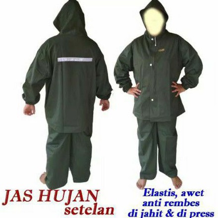 Jas Hujan Set Baju dan Celana HRD Warna Army