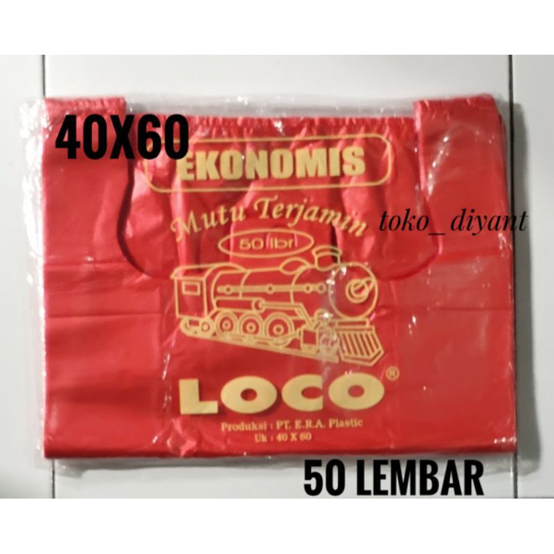 Kantong plastik loco ekonomis warna merah uk 40