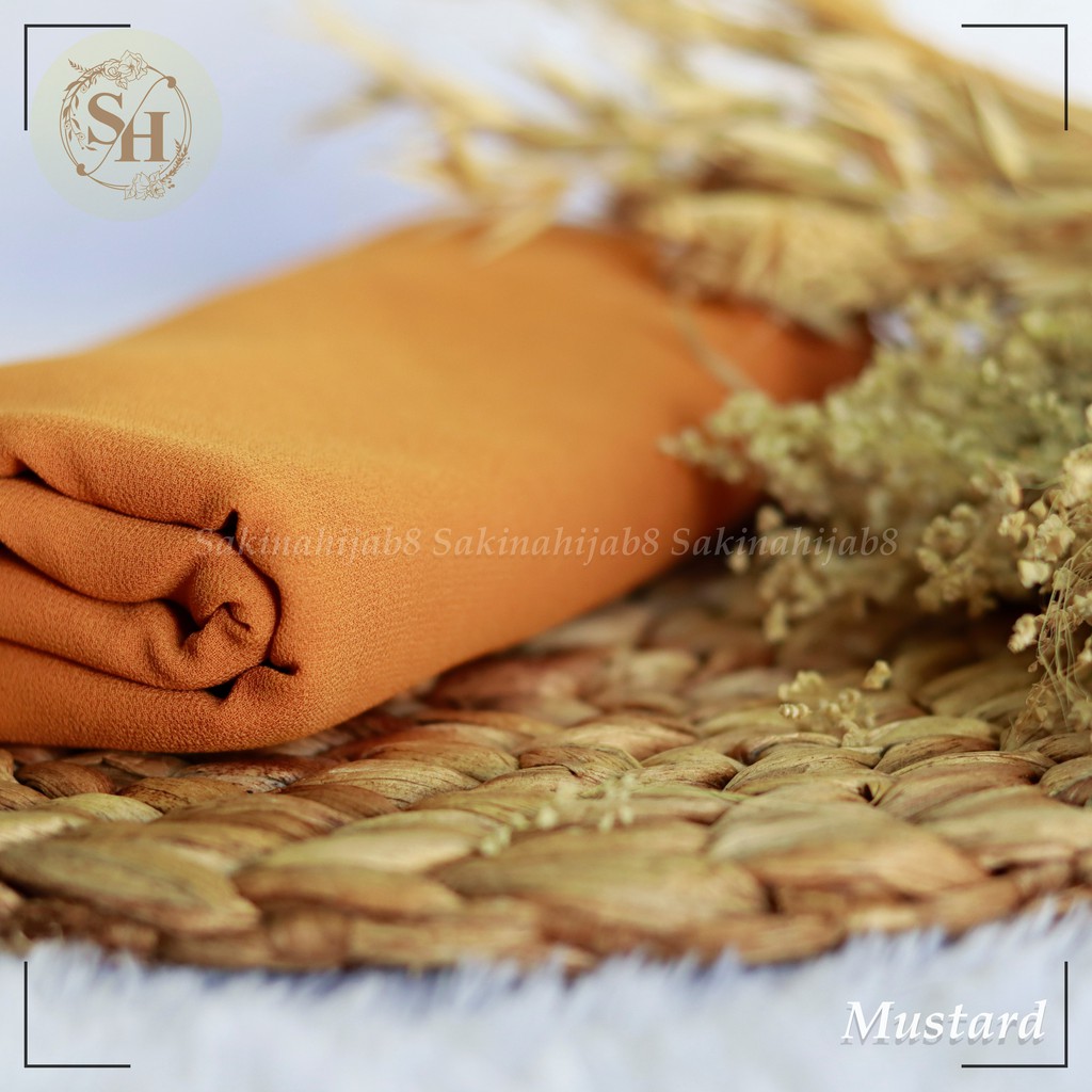 PROMO Pashmina Ceruty Babydoll 200x75 cm jahit tepi CHAPTER1-Mustard