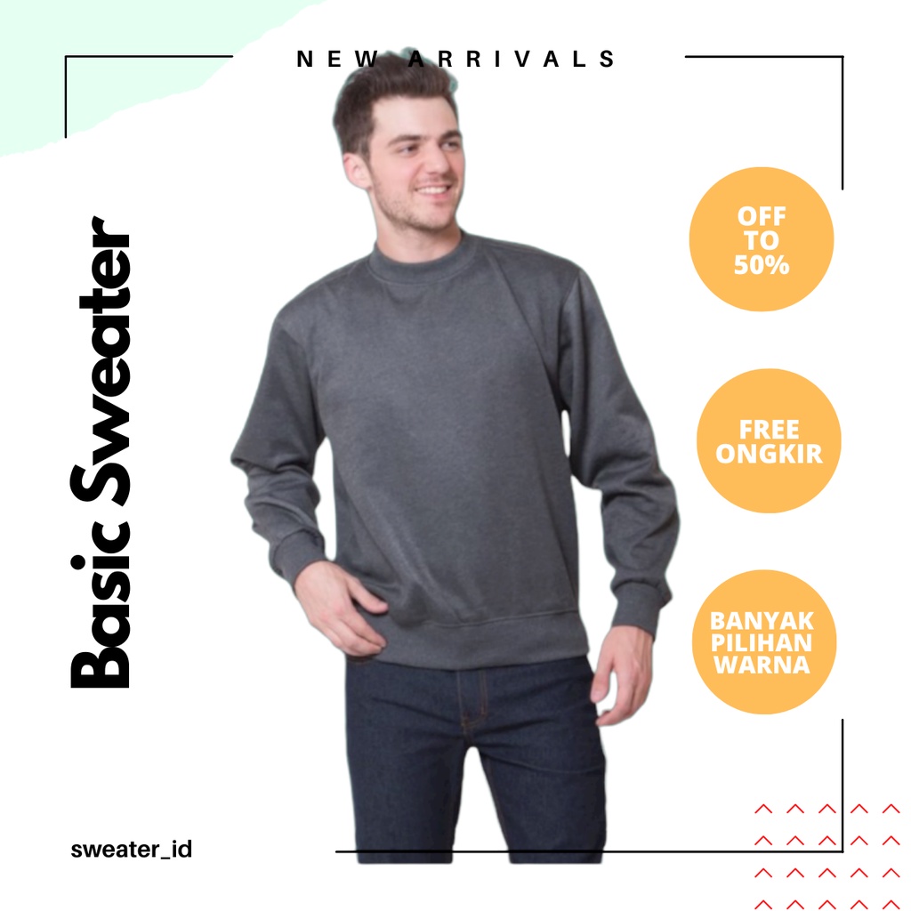 SWEATER_ID Basic Sweater Crewneck Abu Tua Polos Unisex