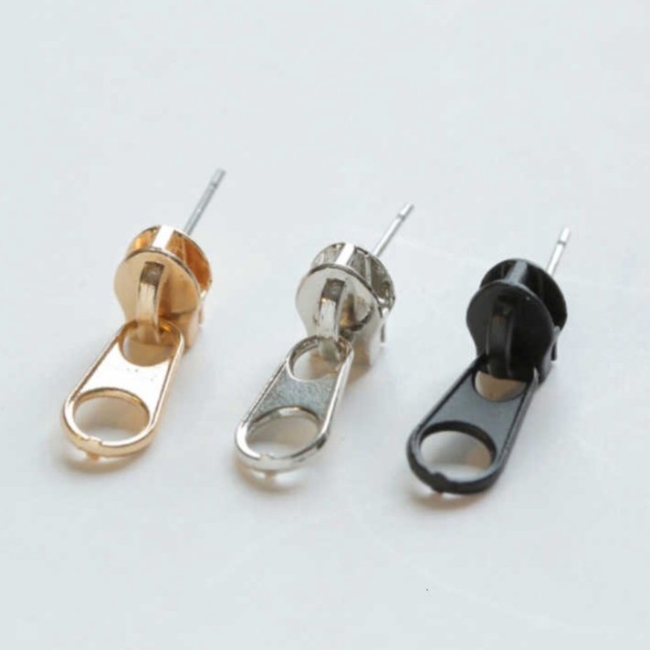 19061Korean version of simple and stylish earrings，Multicolor zipper head creative stud earrings