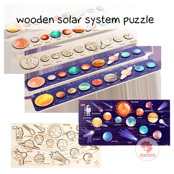 Zoetoys Wooden Solar System Puzzle | Kayu Matching Planet Alat Peraga Sistem Tata Surya Exploring the Universe | Montessori Wood Toys Space Kids Planets