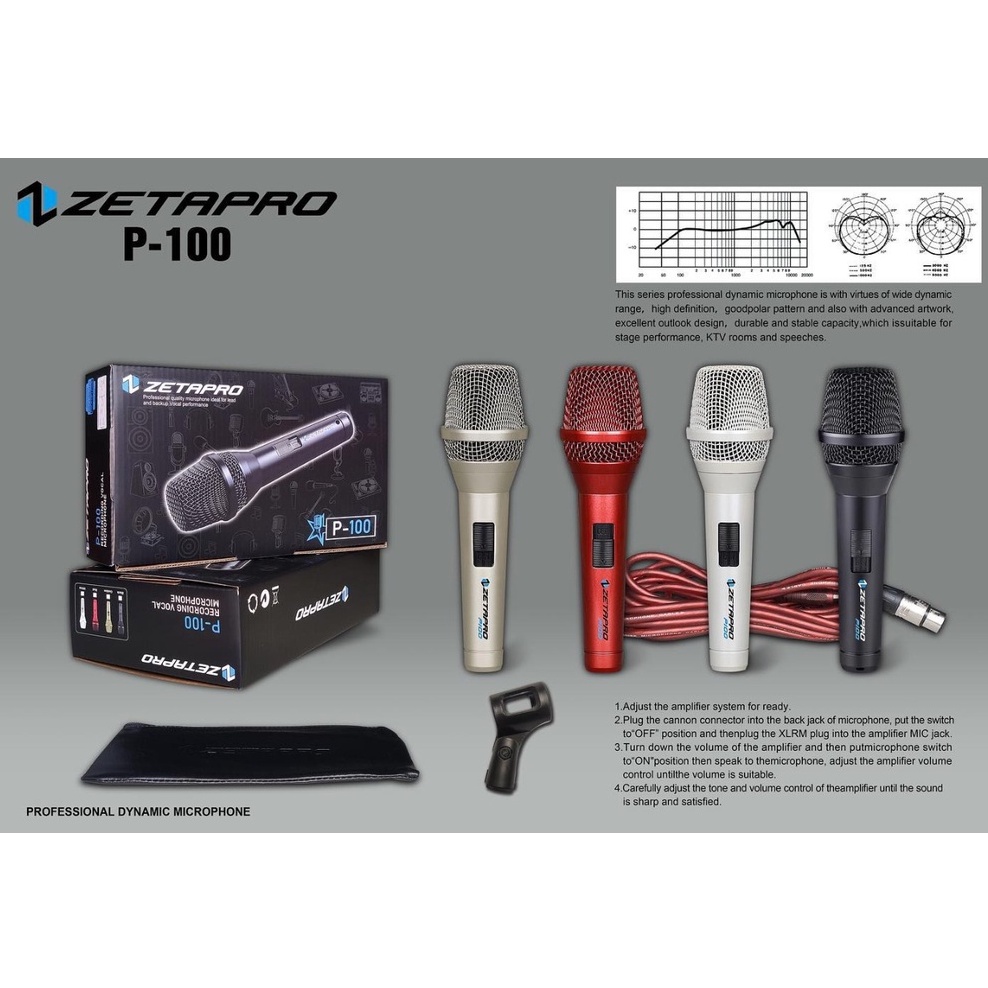 MIC MICROPHONE ZETAPRO PREMIER-100 mikrofon kabel zetapro P100