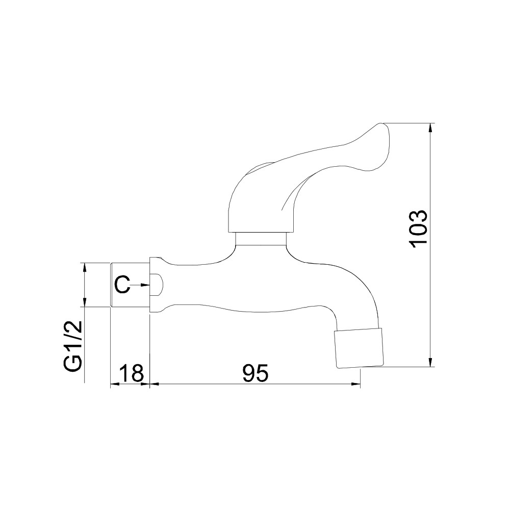 Kran Air Short Wall Tap Merk FRUD Type IR2103 ukuran 1/2 inch