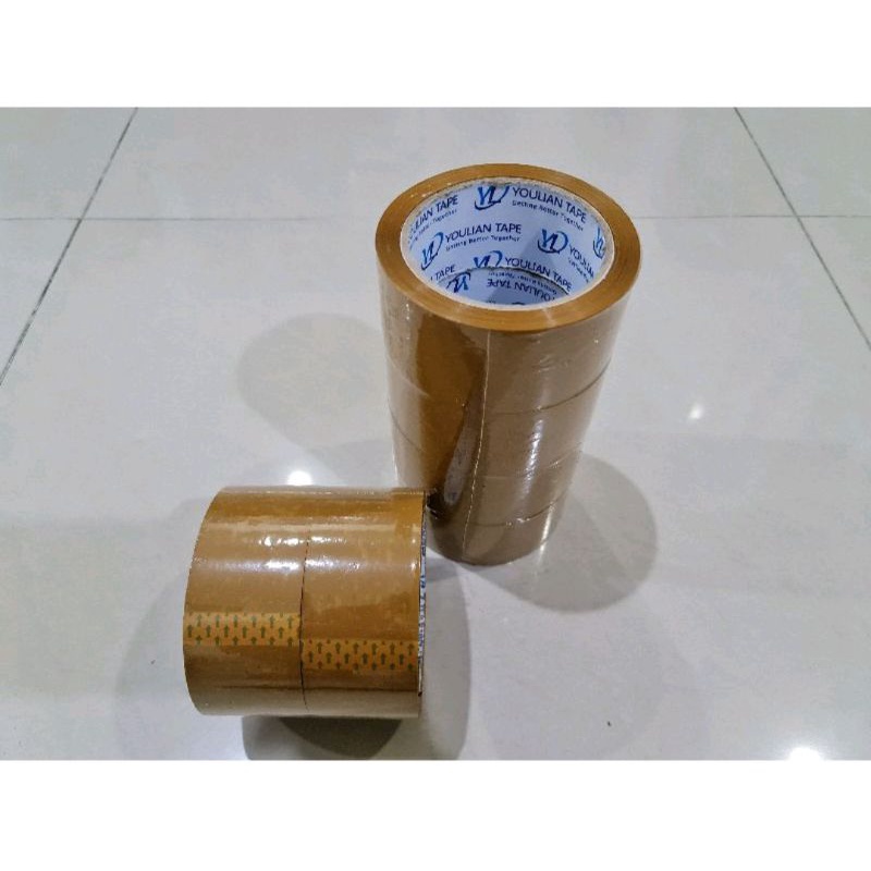 LAKBAN BENING COKLAT  MURAH KUAT KOKOH PLESTER  TAPE  90 yard 45 mm #mbokbejo