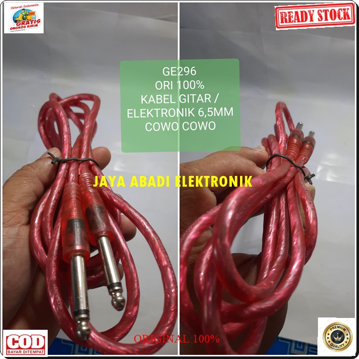 G297 ORIGINAL Kabel 6.5 MM mic 2 meter Gitar Bass Keyboard mic wireles receiver jek akai jack konektor adapter converter konverter splitter universal sambungan penyambung male multi G297  6,5 mm cowo cowo 2 meter  Low Noise Walaupun di Gain yang tinggi. -