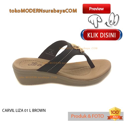 CARVIL LIZA 01 L BROWN sandal wanita wedges jepit