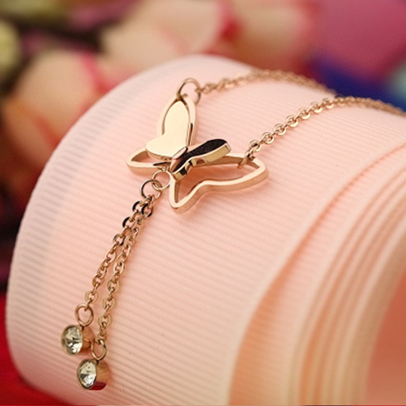 Gelang Kaki Lapis Emas 18k Model Butterfly Untuk Wanita