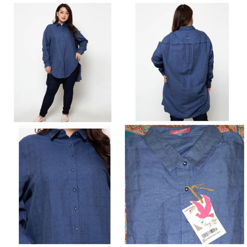 Cardinal Ladies PlusSize Matahari ukuran jumbo BAJU ATASAN WANITA KEKINIAN KEMEJA KERJA KEMEJA MURAH
