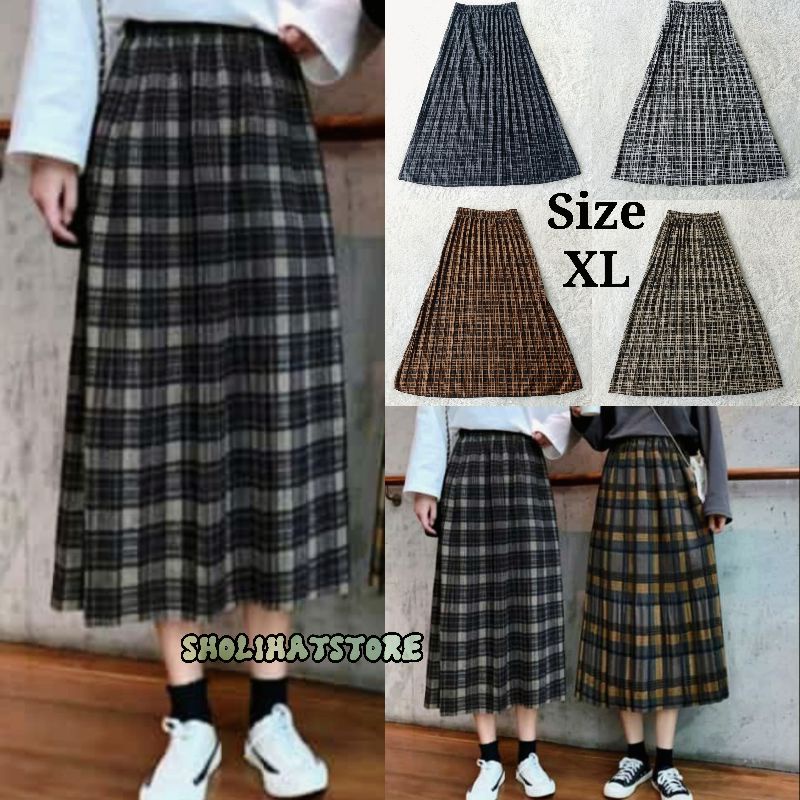 Rok plisket tartan / Rok plisket kotak kotak model korea / Rok plisket tartan terbaru korean style / Rok kotak terbaru bahan spandek wol premium / Rok korea terbaru / Rok plisket korea motif kotak / Rok kotak-kotak model korea terbaru / Sholihatstore