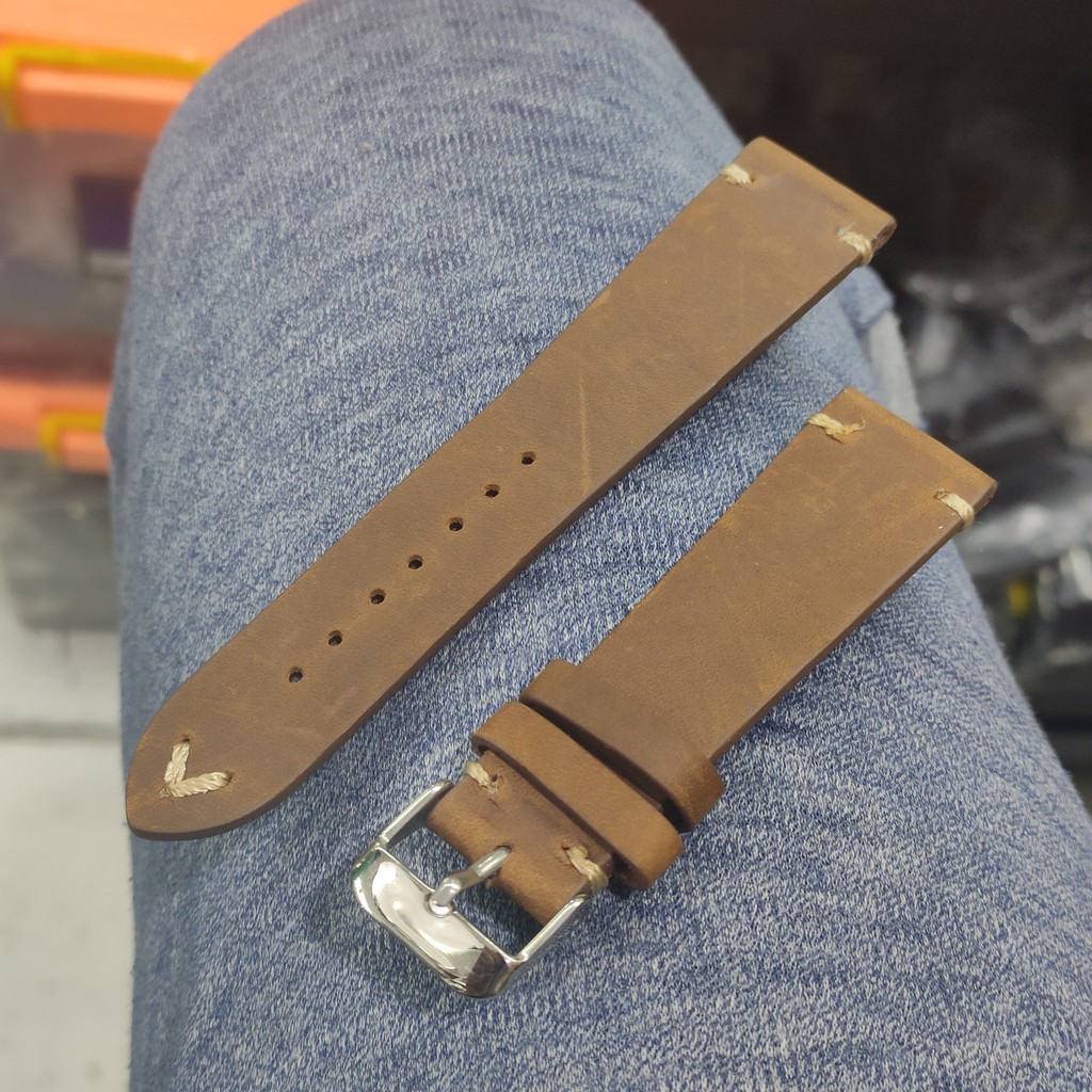 STRAP TALI KULIT LEATHER ASLI JAM TANGAN ZORRO 20MM 22MM BROWN.