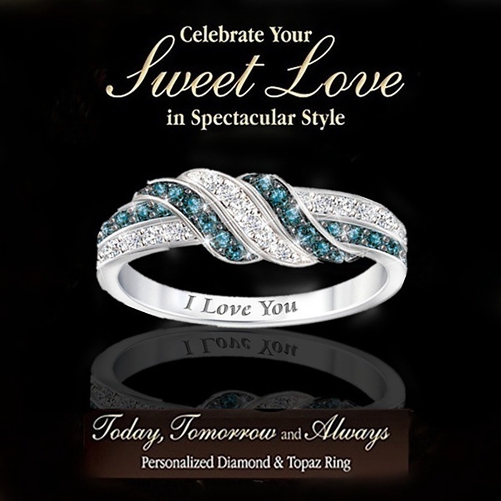 Hu Hu Hu Hu Hu Alat Bantu Pasang Kacamata♡ Cincin Wanita Desain Tulisan I Love You Hias Berlian Imitasi Berkilau Untuk Pernikahanhadiah