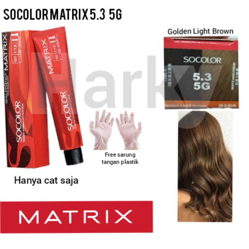 1paket - Cat Matrix Socolor 5.3 5G Golden Light Brown 90ml + oxydant 135ml So color Pewarna Rambut