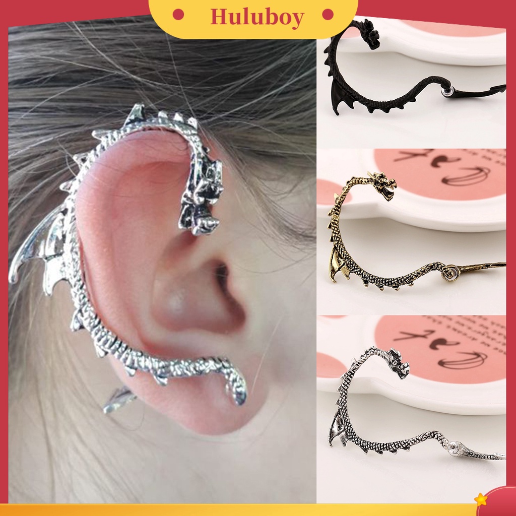 Hu Hu Hu Hu Hu Alat Bantu Pasang Kacamata♡ 1pc Ear Cuff Bentuk Naga Bahan Alloy Gaya Gothic Punk Rock Untuk Pesta