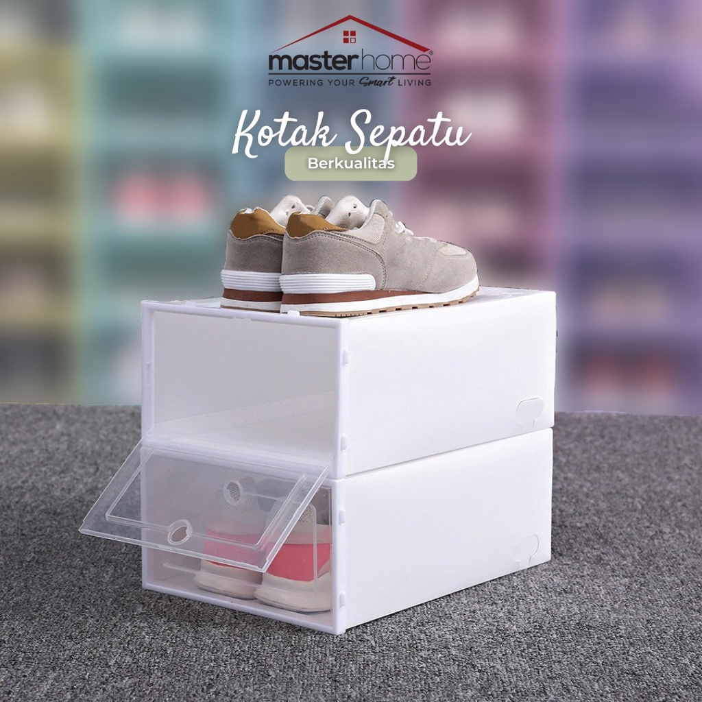 Masterhome Kotak Sepatu Lipat Berkualitas Tebal Shoes Storage Box Organizer Rak Sepatu Plastik