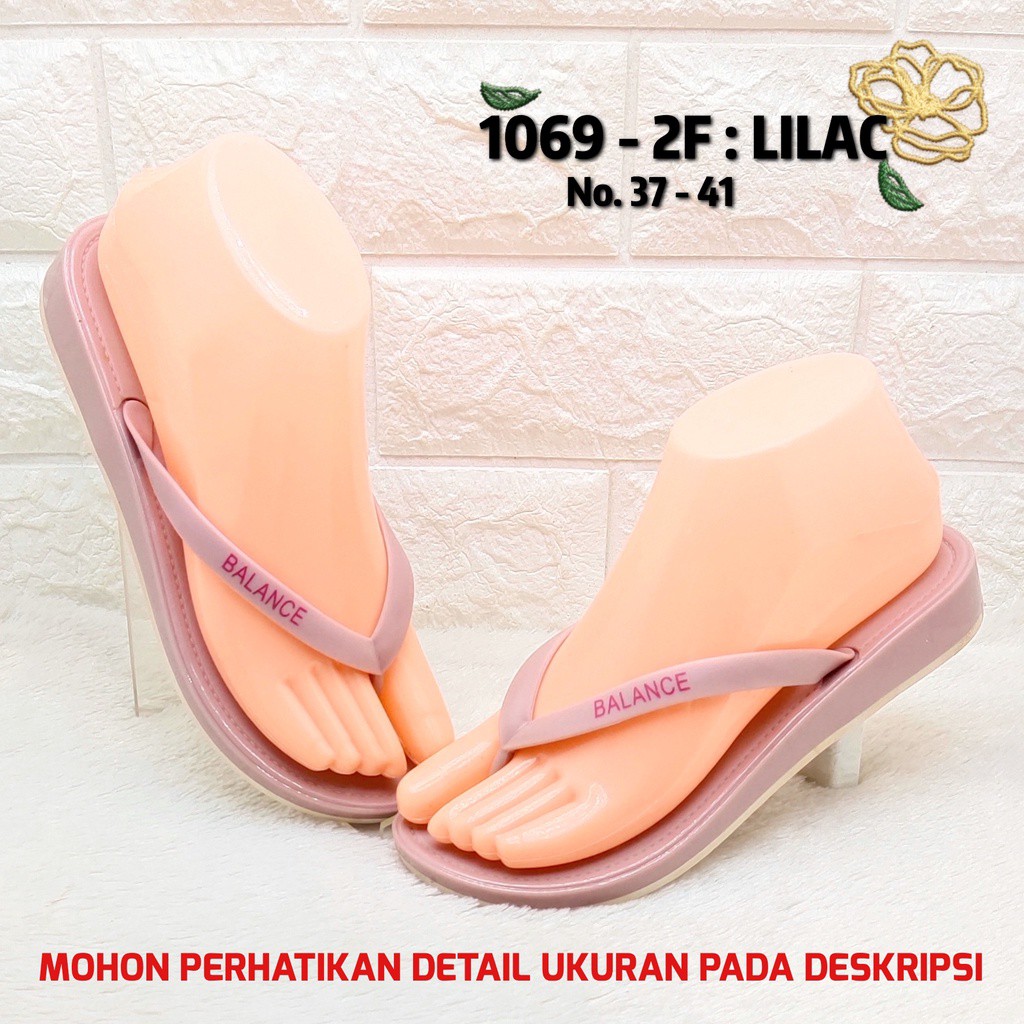 Sandal Jepit Balance 1069 2F Jelly Polos Wedges  Tebal 2,5Cm Tali Merk Balance Original