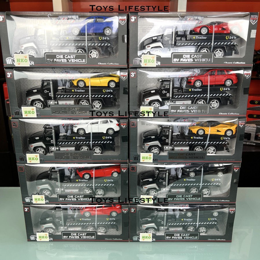 Mainan Mobil Diecast Anak Truk / Truck Pengangkut Mobil Sport SUV