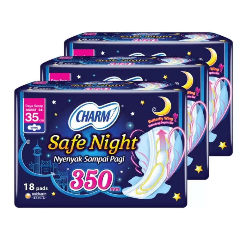 Charm safe night wing 35cm 18 pads