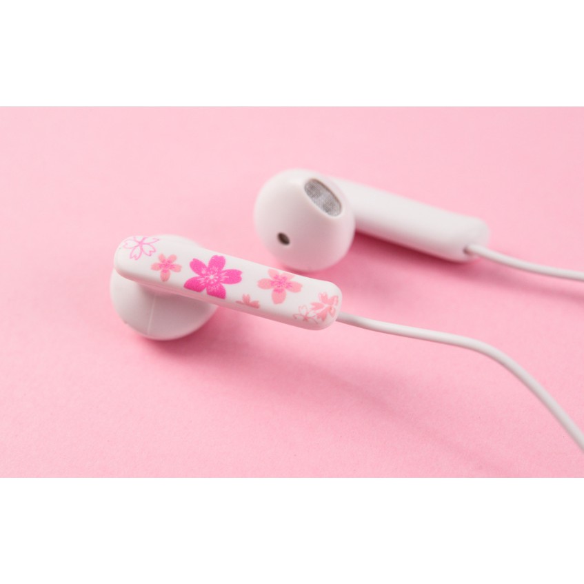 [E-183] Headset Earphone Motif SAKURA Dompet Bulat / Wadah Earphone Bulat Motif Sakura Elegan Simple