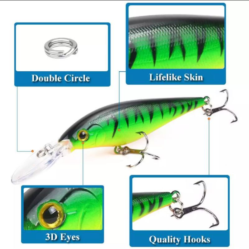 (M06) Minnow Fishing Lure Tungsten Beads Model Wobbler 10.5G 11Cm Artificial Hard Bait