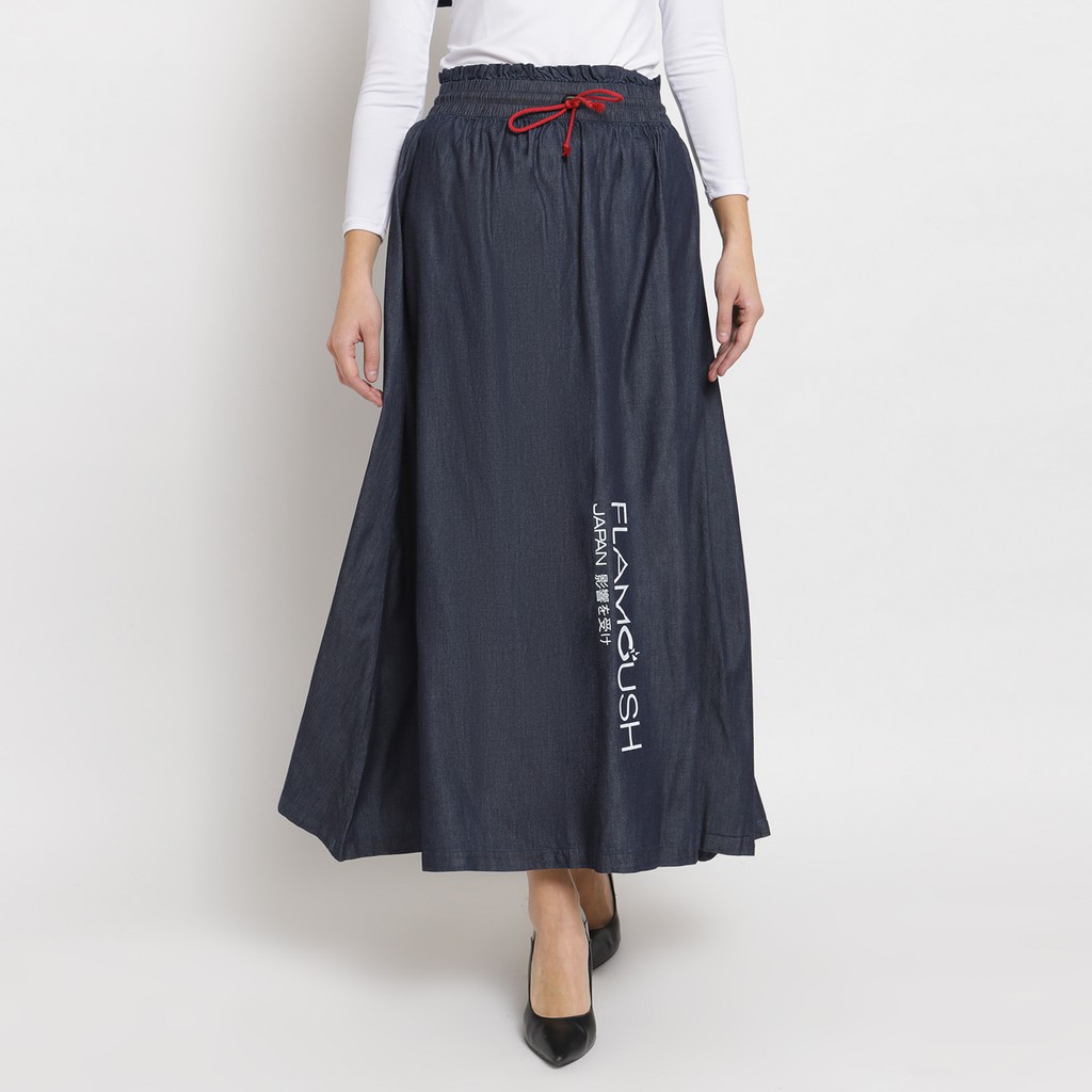 Flamoush Wakana Navy Denim Skirt Wanita