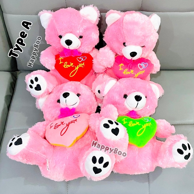 boneka beruang pink bear bian pink love 40cm boneka beruang bulu lembut premium sedang medium