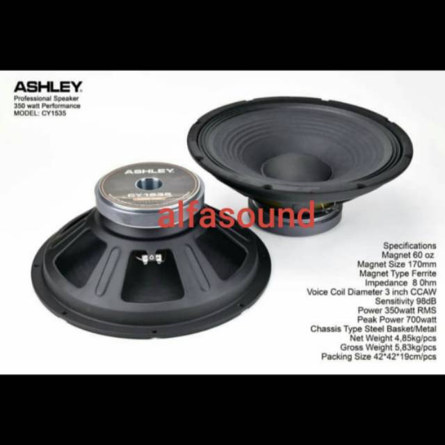 Speaker Komponen Ashley CY 1535 Component Woofer CY1535 15 Inch