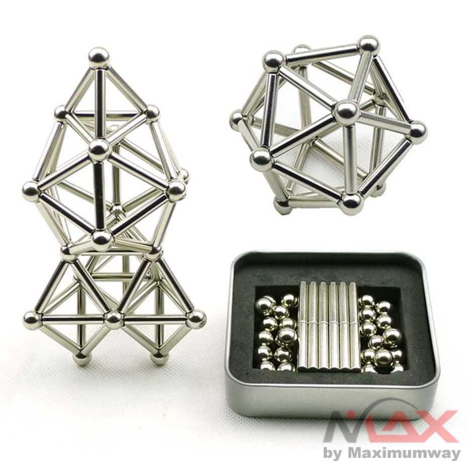 ZY Mainan Magnetik Steel Metalic Stick and Bucky Balls mainan kreatif - 005 Warna Silver