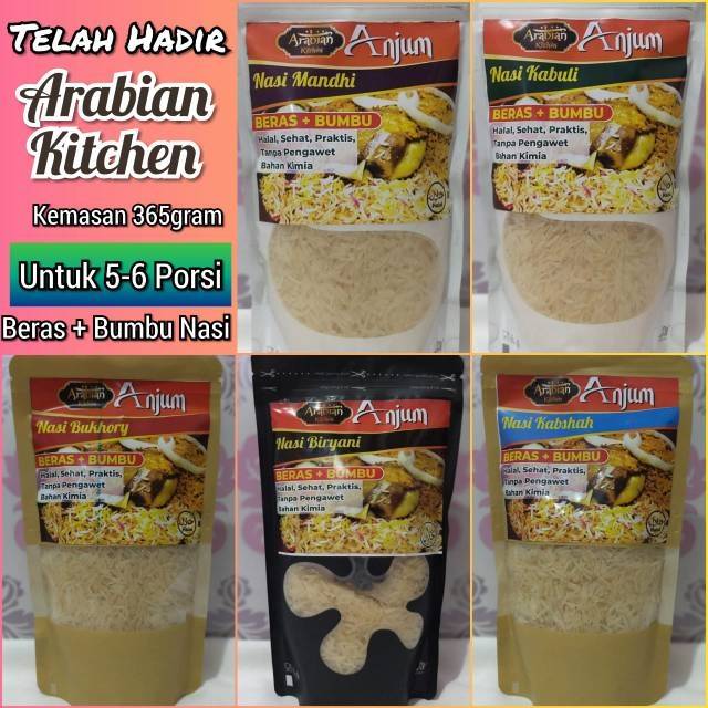 

Anjum arabian Beras Arab 365 gram komplit dengan bumbu (Nasi arab) kabuli, Bukhory, mandhi, kabsah