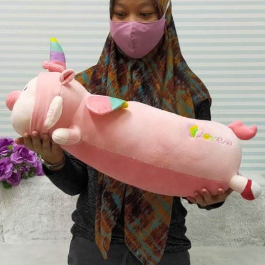 Guling Lying Pig kostum Unicorn Size 55cm/26'/boneka Hadiah Ultah/Boneka Pig/Animal Boneka