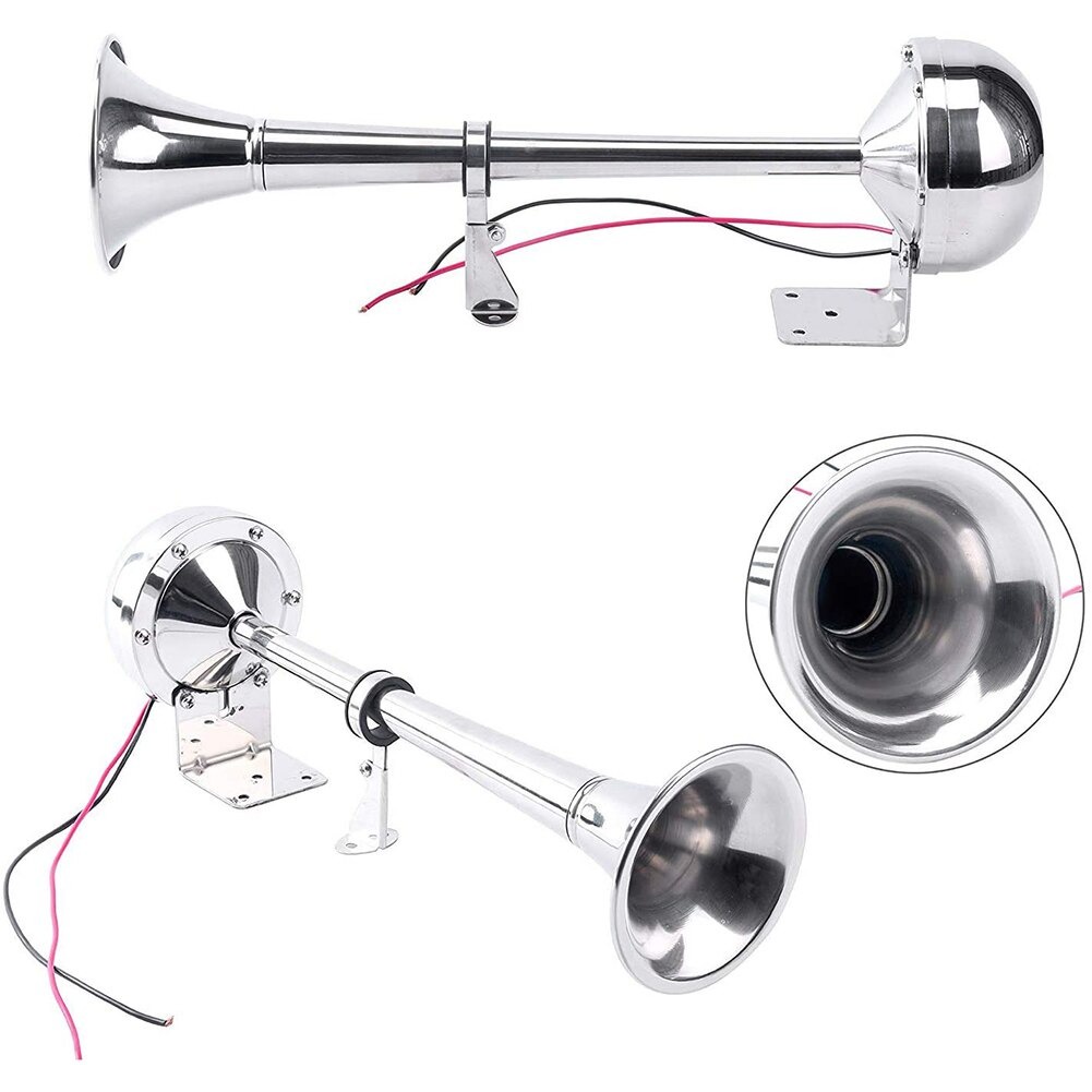 Klakson Trompet Mobil Trumpet Horn Low Tone Hertz 12V - Cf301 - Silver