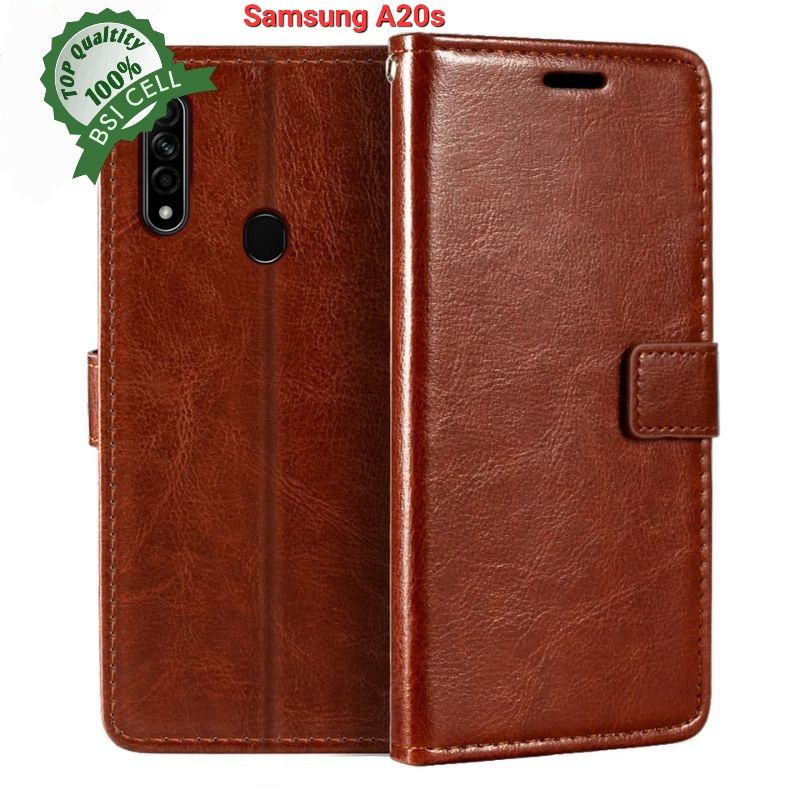 SAMSUNG A20S LEATHER CASE SARUNG HP DOMPET KULIT FLIP COVER CASE