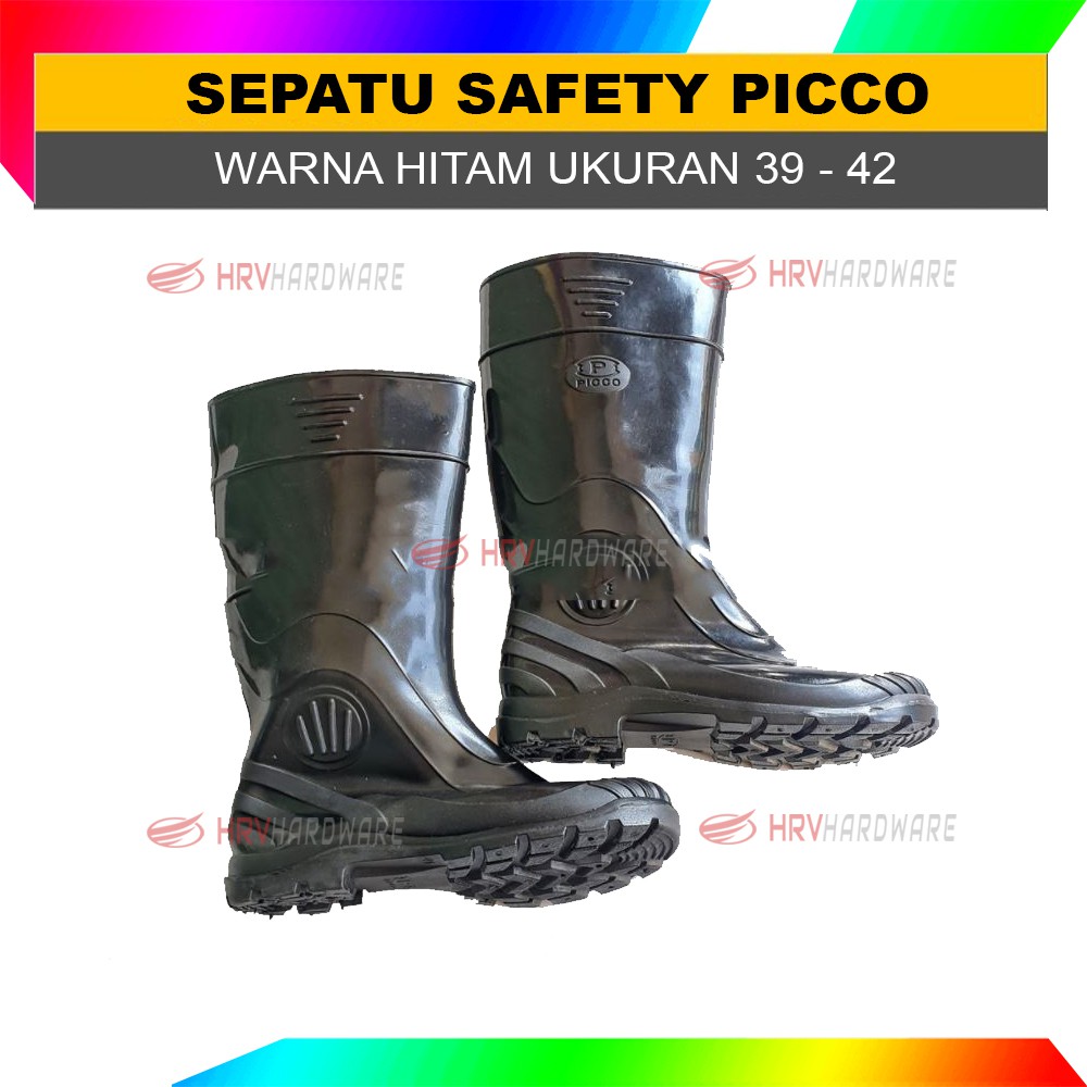 SEPATU BOOTS SAFETY KARET HITAM KERJA TANPA UJUNG BESI