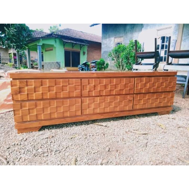 meja tv / bufet pendek laci jati tua