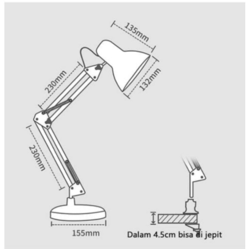 Lampu meja arsitek / lampu belajar jepit KYOWA 028