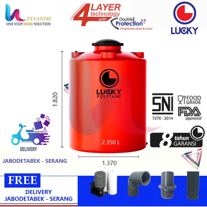 Tangki Air  Plastik  LS 2000 Polytank Lucky Standard/ Toren Air / Tandon Air