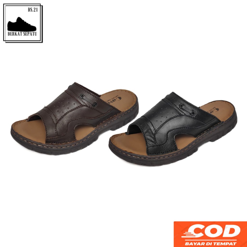 [COD] Sandal Kulit Asli Pria Dewasa | Sandal Selop bapak2 | Sandal Cowo Slider Kulit Cayotte ID5-281