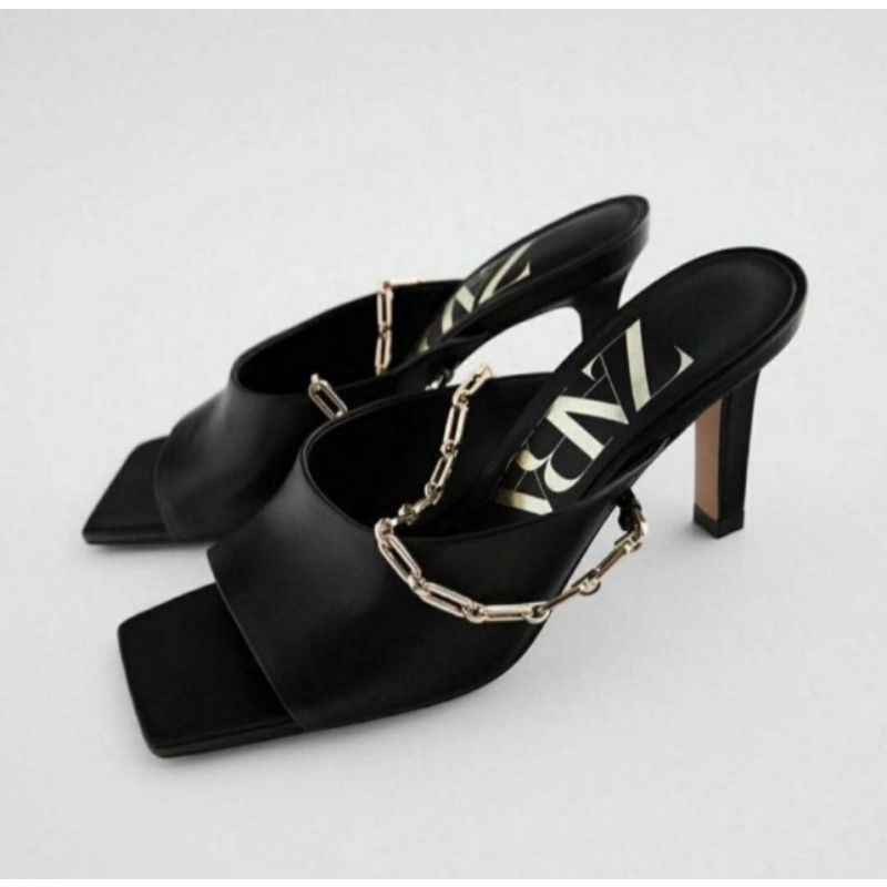 [PRELOVED] ZARA Chain Heels - black & mustard