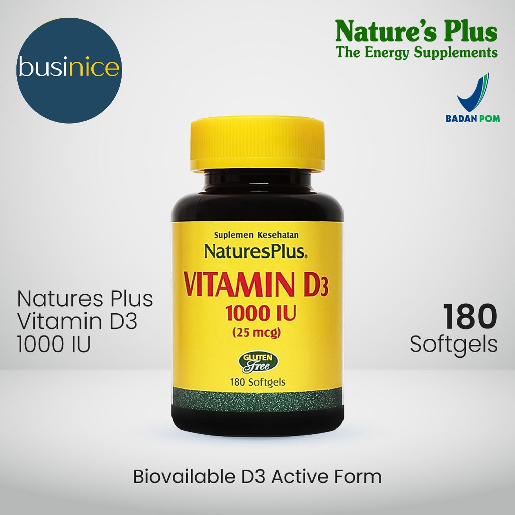 Natures Plus Vitamin D3 1000 IU 180 Softgels BPOM