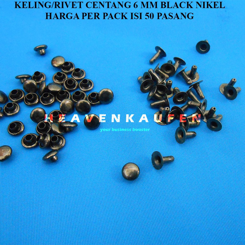 Keling Rivet Centang Kecil 6 mm Warna Black Nikel Harga Per Pack isi 50 Pasang