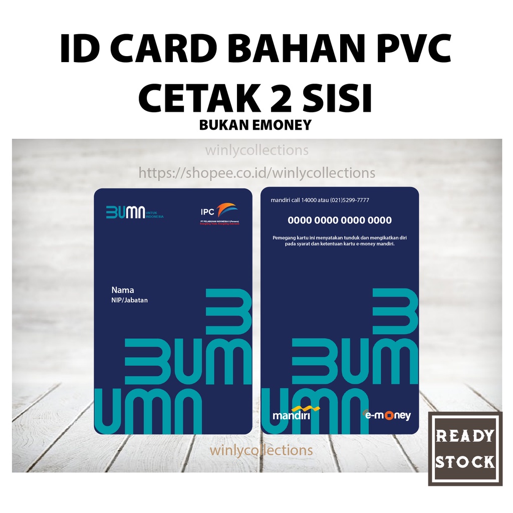 CUSTOM KARTU ID CARD IPC BUMN TERBARU BAHAN PVC - 2 SISI