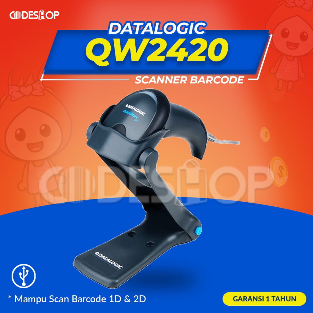 Scanner Barcode DATALOGIC QW 2420 IMAGER 2 Dimensi Port USB